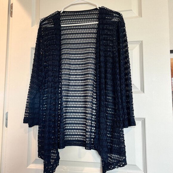 Chicos Jackets & Blazers - Travelers Collection Chico's Maddie mixed crochet Cardigan Size 3